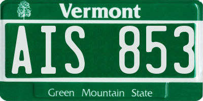 VT license plate AIS853