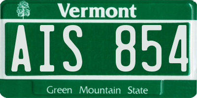 VT license plate AIS854