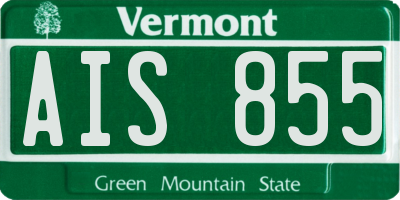 VT license plate AIS855