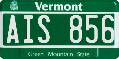 VT license plate AIS856