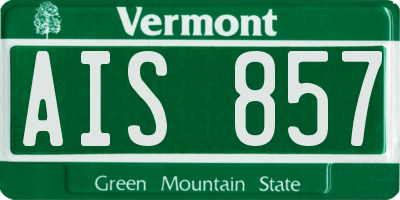 VT license plate AIS857