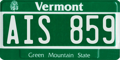 VT license plate AIS859