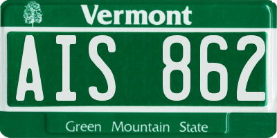 VT license plate AIS862
