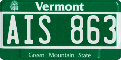 VT license plate AIS863