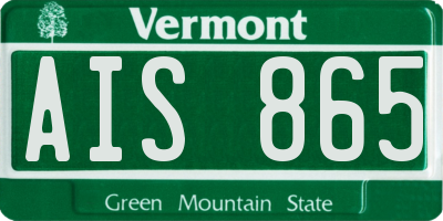 VT license plate AIS865