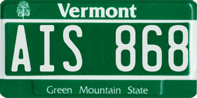 VT license plate AIS868