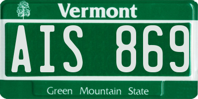 VT license plate AIS869