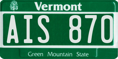 VT license plate AIS870