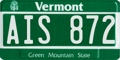VT license plate AIS872