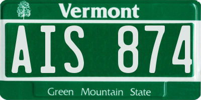 VT license plate AIS874