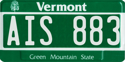 VT license plate AIS883