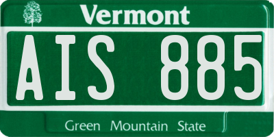 VT license plate AIS885