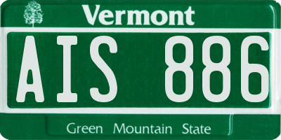 VT license plate AIS886
