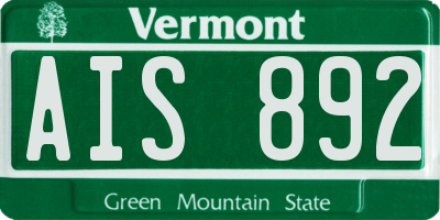 VT license plate AIS892