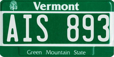 VT license plate AIS893