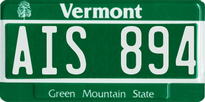 VT license plate AIS894
