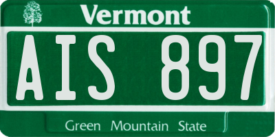 VT license plate AIS897