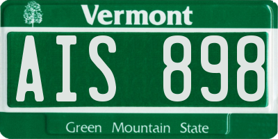 VT license plate AIS898