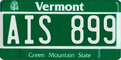 VT license plate AIS899