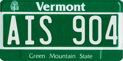 VT license plate AIS904