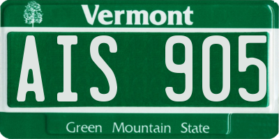 VT license plate AIS905