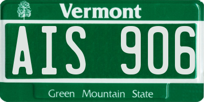 VT license plate AIS906