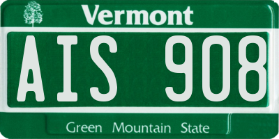 VT license plate AIS908