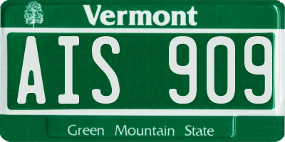 VT license plate AIS909