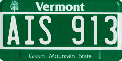 VT license plate AIS913