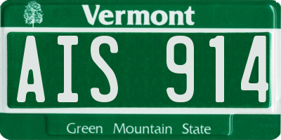 VT license plate AIS914