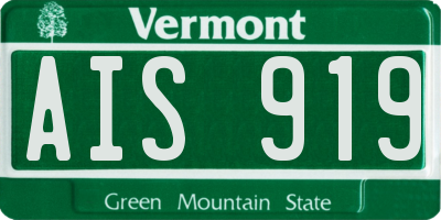 VT license plate AIS919