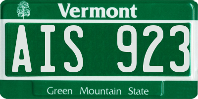 VT license plate AIS923