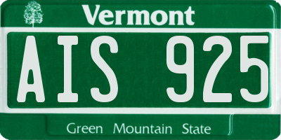 VT license plate AIS925