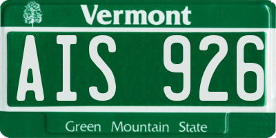 VT license plate AIS926
