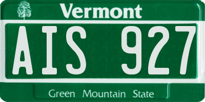 VT license plate AIS927