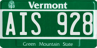 VT license plate AIS928