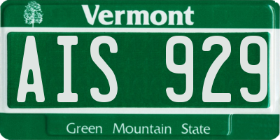 VT license plate AIS929