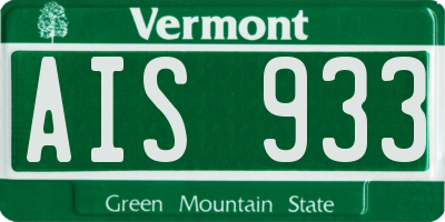 VT license plate AIS933