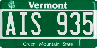 VT license plate AIS935