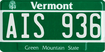 VT license plate AIS936