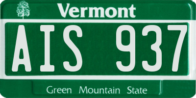 VT license plate AIS937