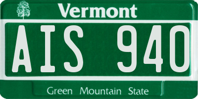 VT license plate AIS940