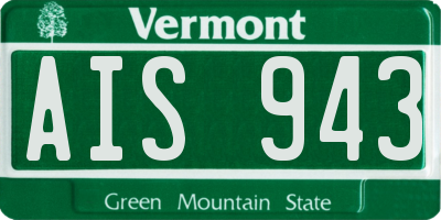 VT license plate AIS943