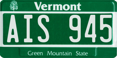 VT license plate AIS945