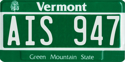 VT license plate AIS947