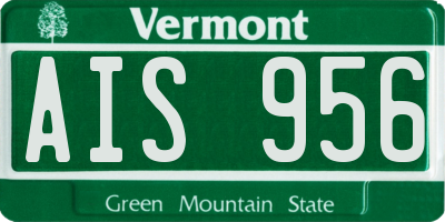 VT license plate AIS956
