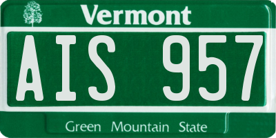 VT license plate AIS957