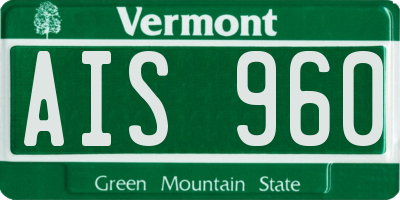 VT license plate AIS960