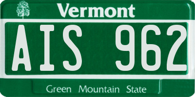 VT license plate AIS962