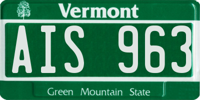 VT license plate AIS963